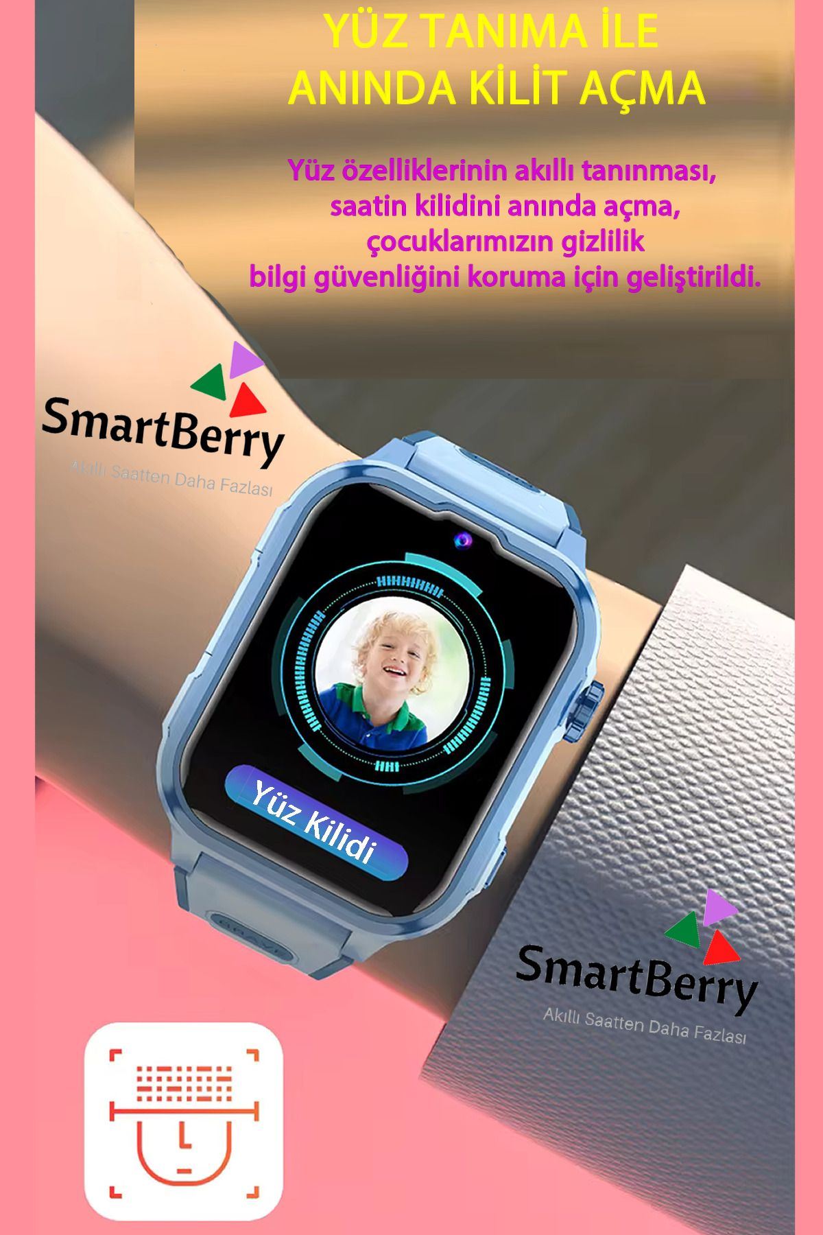 Smartberry Z51 Görüntülü Görüşme Gps Wıfı Net Konum Gizli Dinleme Akıllı Çocuk Takip Saati Sim Kartlı - Mavi