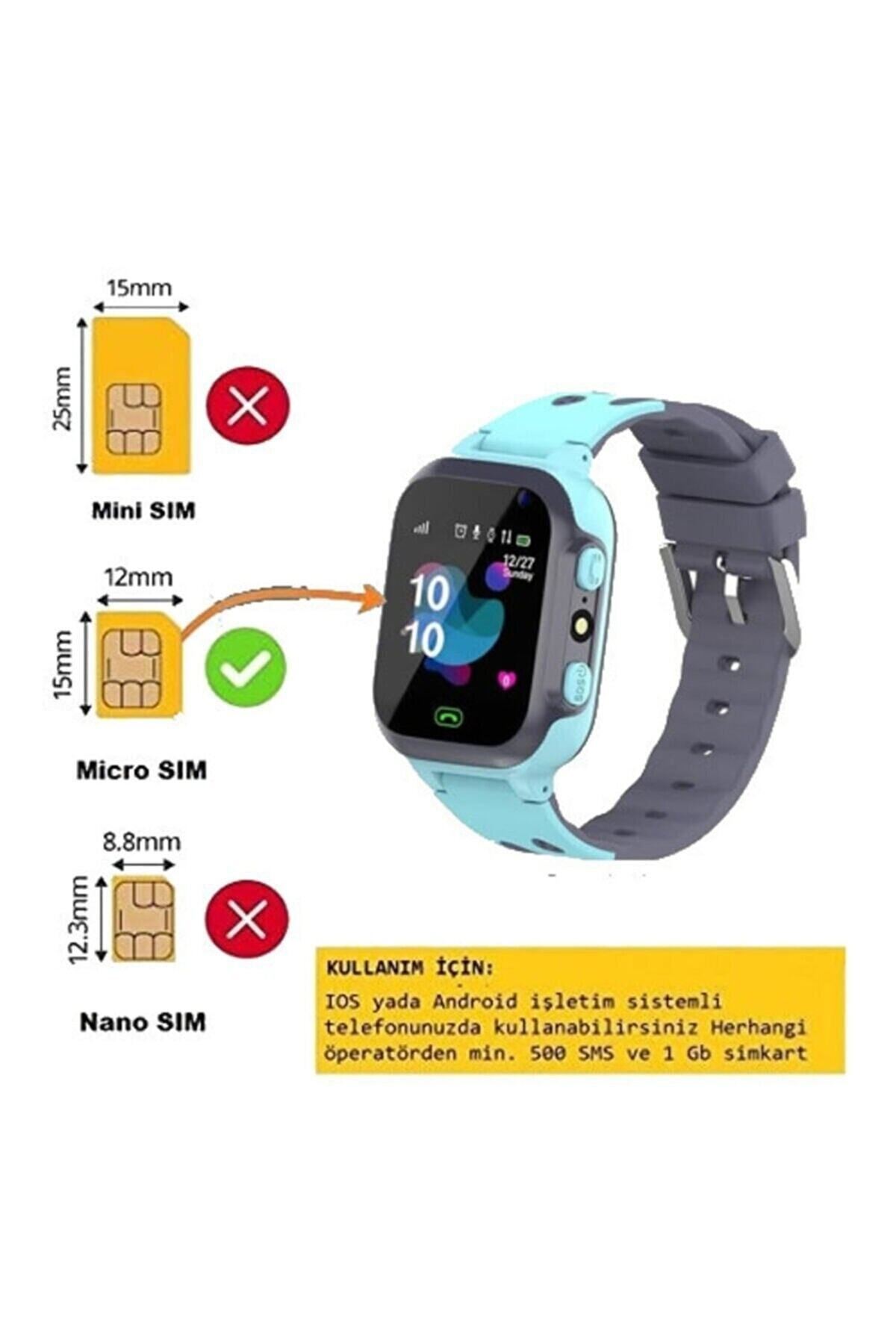 Smartberry Z1 Çocuk Konum Takipli Sim Kart Girişli Lbs Ve Sos Özellikli Akıllı Saat - Mavi