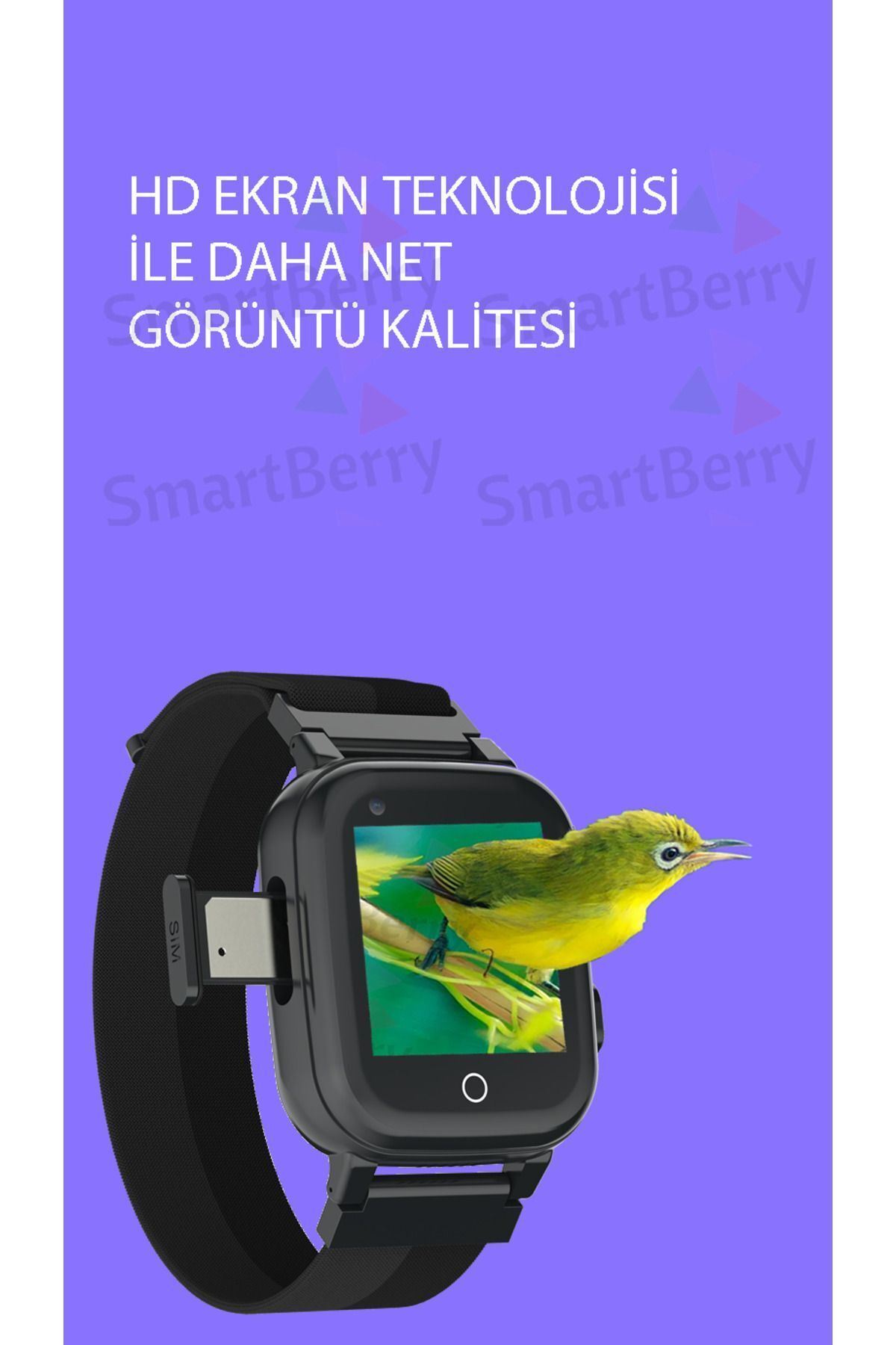 Smartberry Z40 Görüntülü Görüşme Yüz Tanıma Gps Wıfı Konum Akıllı Çocuk Takip Saati Sim Kartlı - Siyah