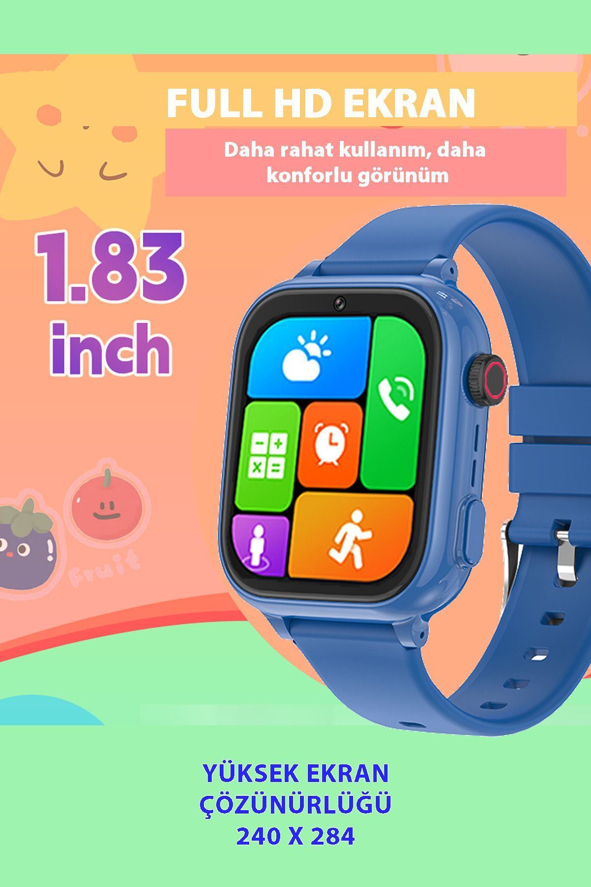 Smartberry Z53 Görüntülü Görüşme Gps Wıfı Net Konum Gizli Dinleme Akıllı Çocuk Takip Saati Sim Kartlı- Lacivert