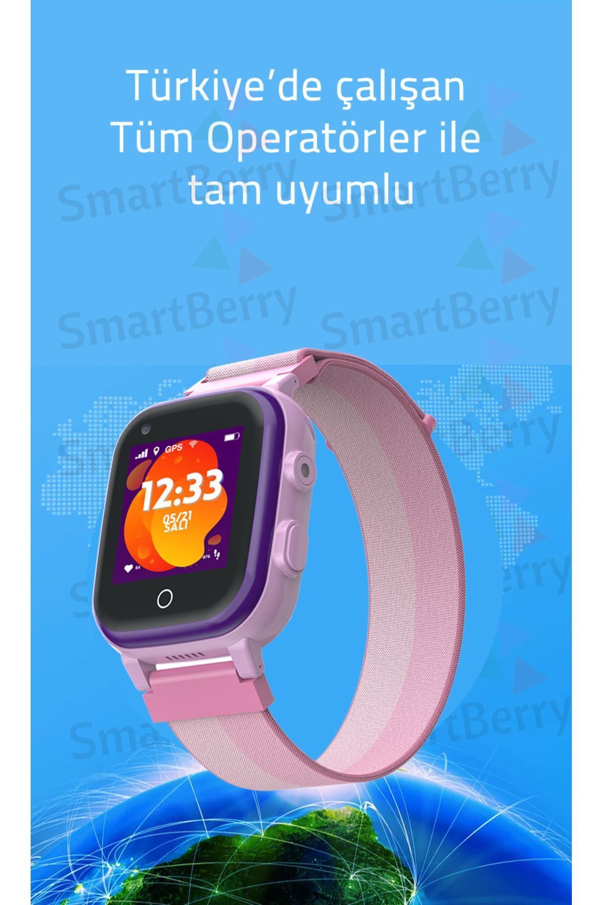 Smartberry Z40 Görüntülü Görüşme Yüz Tanıma Gps Wıfı Konum Akıllı Çocuk Takip Saati Sim Kartlı - Siyah