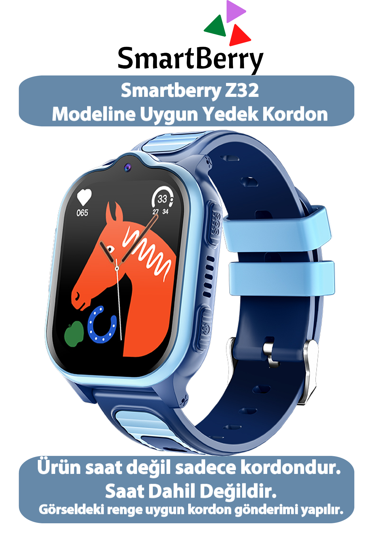 Z32 Görüntülü Görüşme  Saatine Uyumlu Yedek Kordon - MAVİ