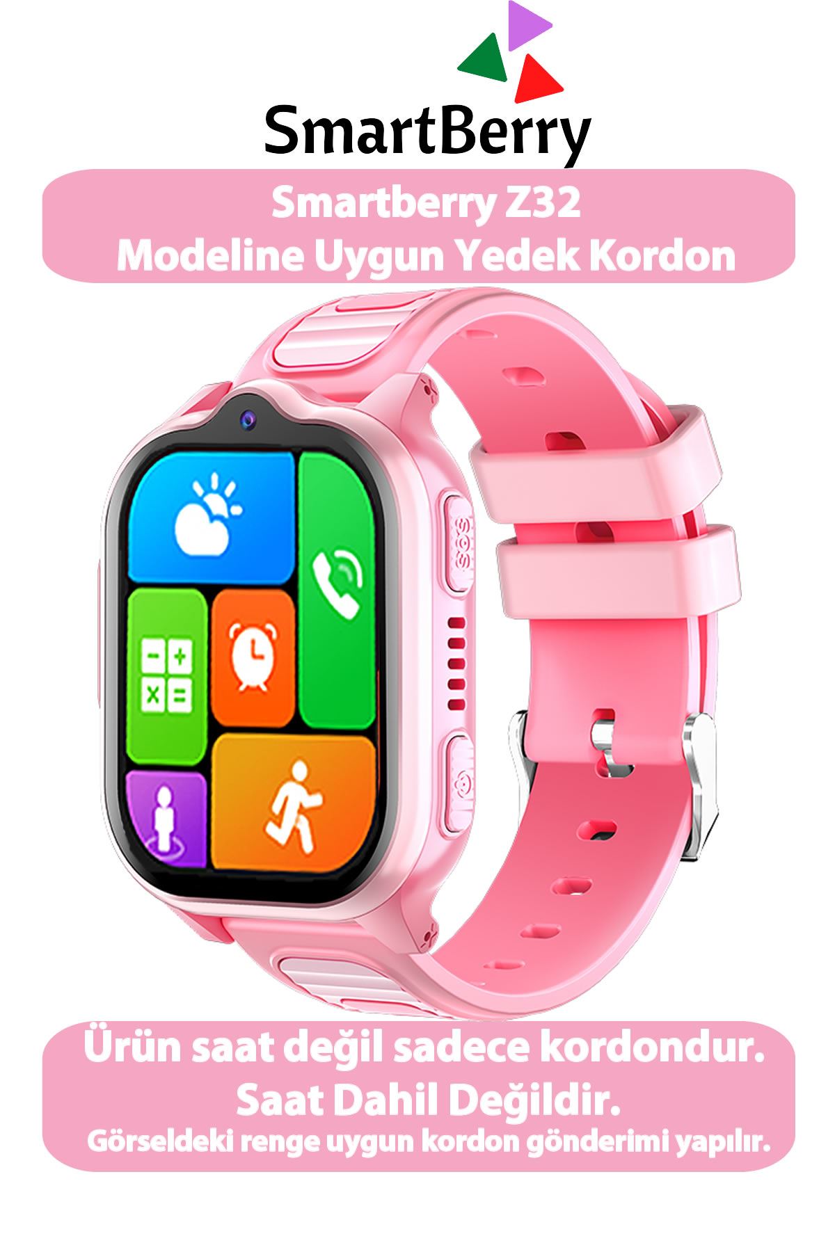 Z32 Görüntülü Görüşme  Saatine Uyumlu Yedek Kordon - PEMBE