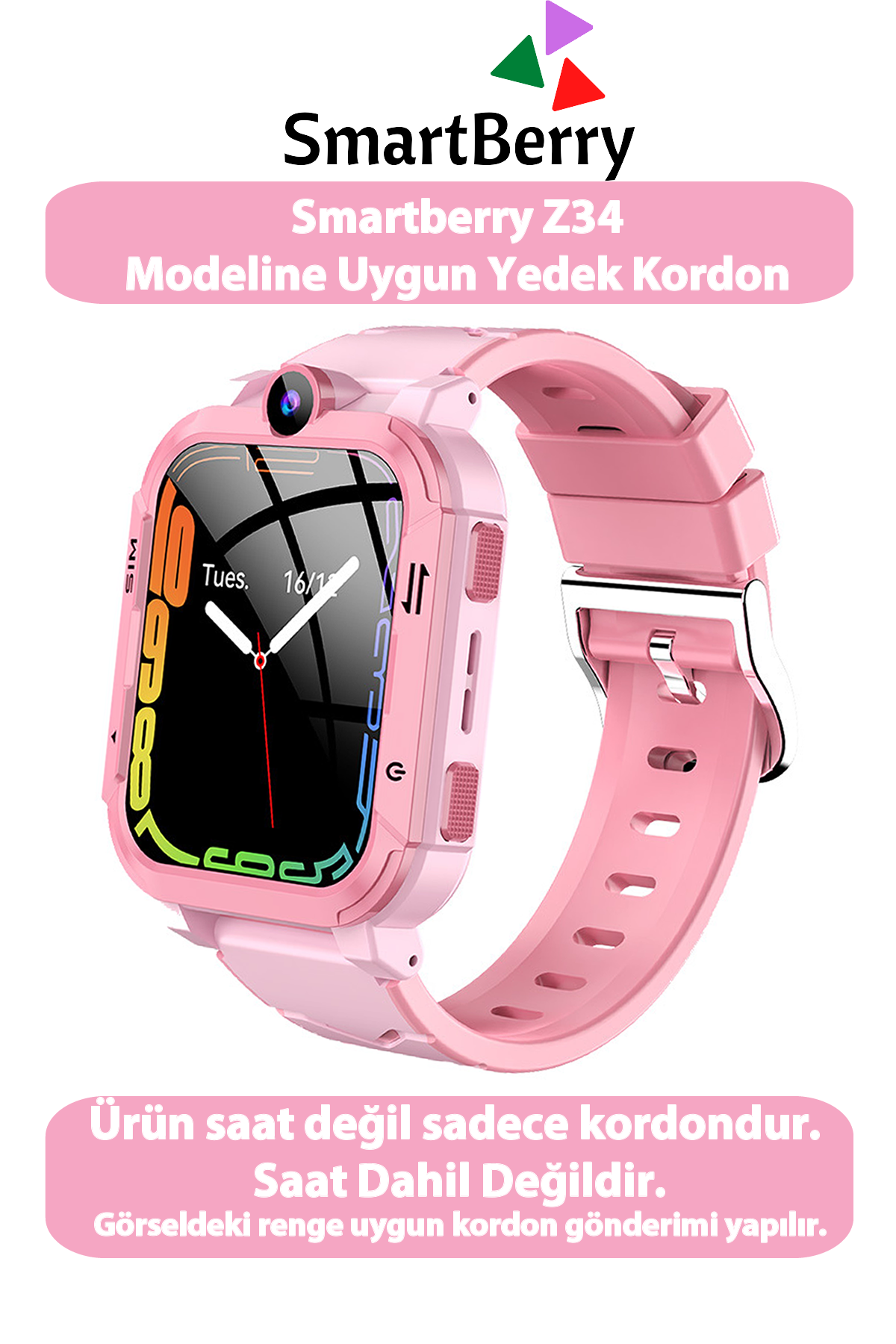 Z34 Görüntülü Görüşme  Saatine Uyumlu Yedek Kordon - PEMBE