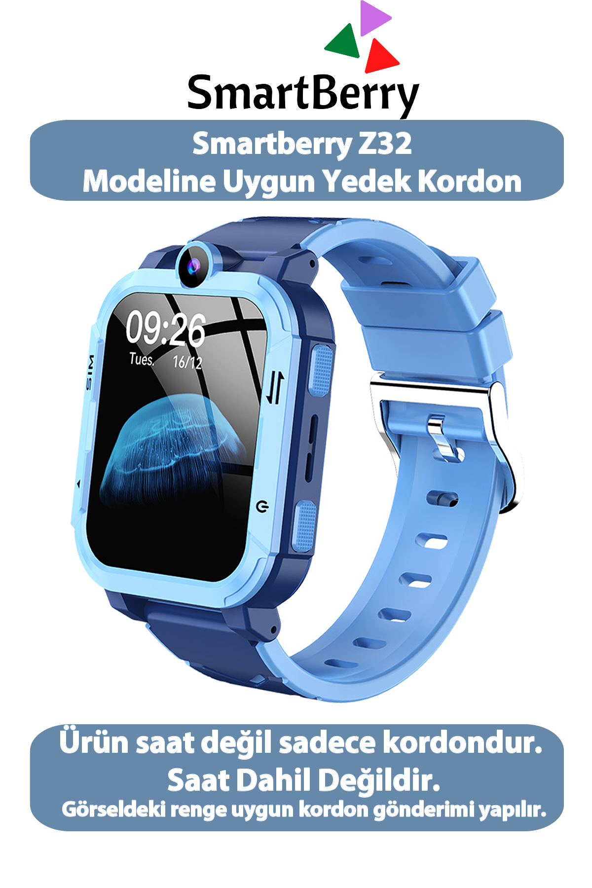 Z34 Görüntülü Görüşme  Saatine Uyumlu Yedek Kordon - MAVİ
