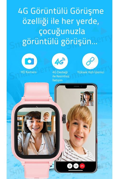 Z53 Görüntülü Görüşme Gps Wıfı Net Konum Gizli Dinleme Akıllı Çocuk Takip Saati Sim Kartlı - Siyah