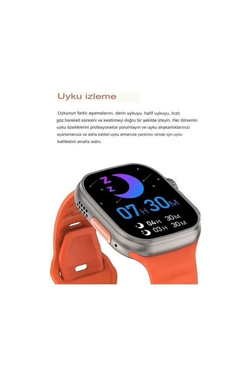 Watch 8 Ultra Smart Watch 49 Mm 2.0 Inç Tam Ekran Akıllı Saat Nfc Kablosuz Şarj Yeni Nesil- Turuncu