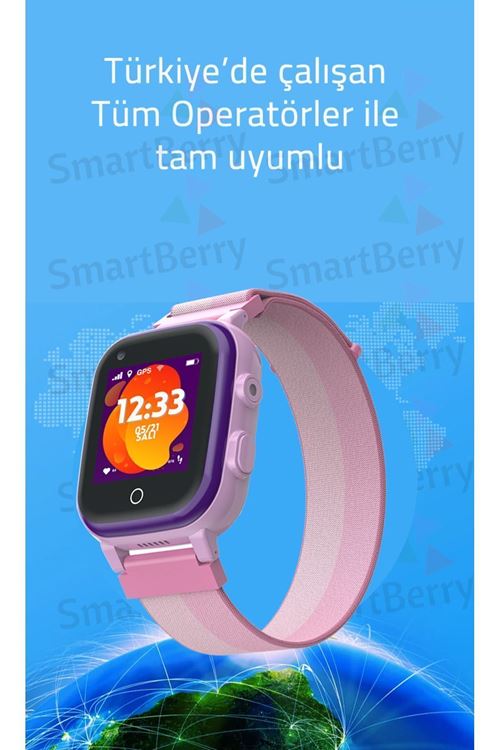 Smartberry Z40 Görüntülü Görüşme Yüz Tanıma Gps Wıfı Konum Akıllı Çocuk Takip Saati Sim Kartlı - Pembe Mor
