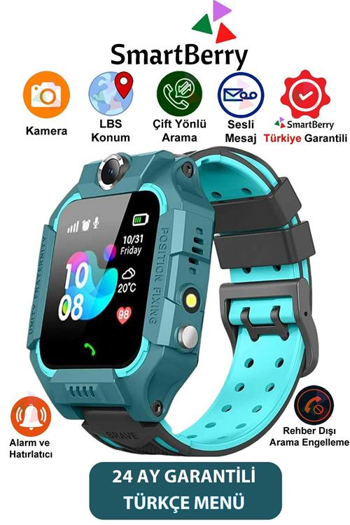 Smartberry Z2 Lbs Konumlu Akıllı Çocuk Takip Saati Sim Kartlı Arama, Kameralı, Gizli Dinleme Özellikli - Yeşil