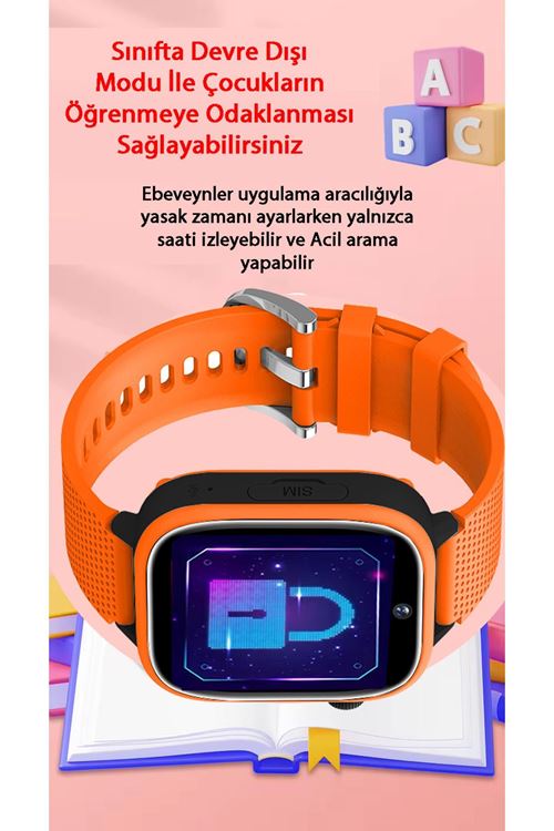 Smartberry Z51 Görüntülü Görüşme Gps Wıfı Net Konum Gizli Dinleme Akıllı Çocuk Takip Saati Sim Kartlı - Kırmızı