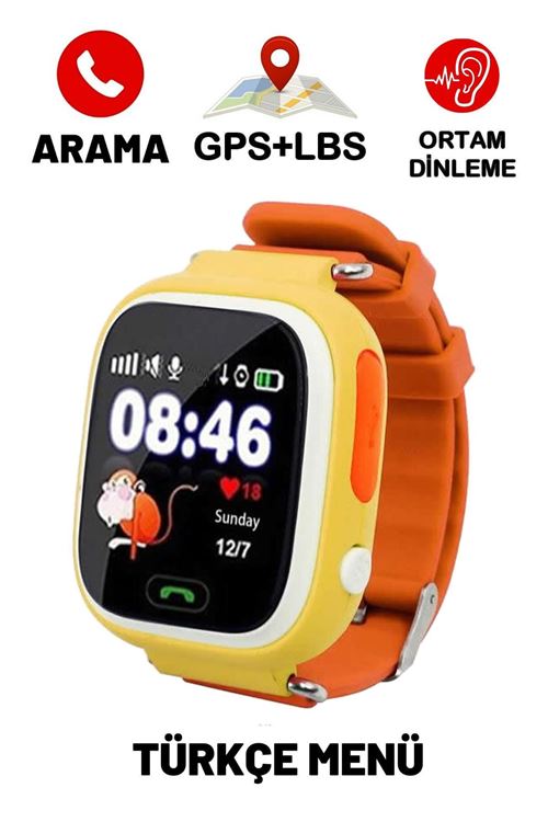 Akıllı Çocuk Saati Konum Takipli Sim Kart Girişli Gps Ve Sos Özellikli -net Konum-sarı