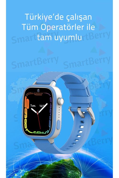 Smartberry Z51 Görüntülü Görüşme Gps Wıfı Net Konum Gizli Dinleme Akıllı Çocuk Takip Saati Sim Kartlı - Kırmızı