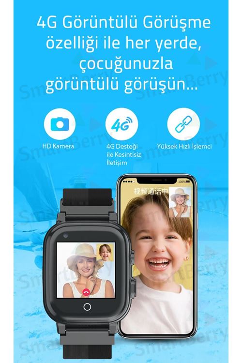 Z40 Görüntülü Görüşme Yüz Tanıma Gps Wıfı Konum Akıllı Çocuk Takip Saati Sim Kartlı - Pembe