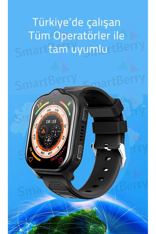 Z32 Görüntülü Görüşme Gps Wıfı Net Konum Gizli Dinleme Akıllı Çocuk Takip Saati Sim Kartlı - Siyah