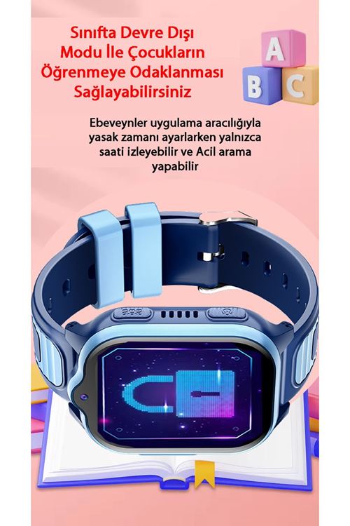 Z32 Görüntülü Görüşme Gps Wıfı Net Konum Gizli Dinleme Akıllı Çocuk Takip Saati Sim Kartlı - Mavi
