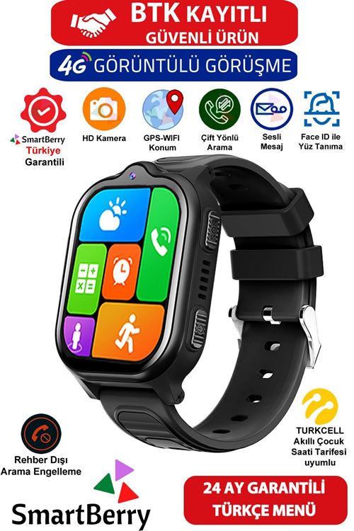 Z32 Görüntülü Görüşme Gps Wıfı Net Konum Gizli Dinleme Akıllı Çocuk Takip Saati Sim Kartlı - Siyah