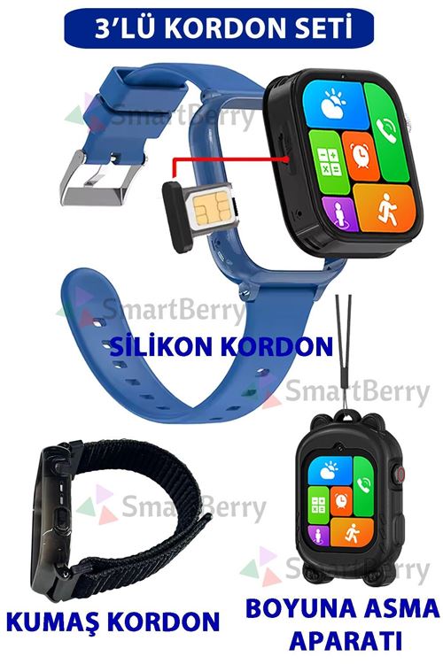 Z53 Görüntülü Görüşme Gps Wıfı Net Konum Gizli Dinleme Akıllı Çocuk Takip Saati Sim Kartlı- Lacivert