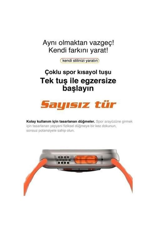 Watch 8 Ultra Smart Watch 49 Mm 2.0 Inç Tam Ekran Akıllı Saat Nfc Kablosuz Şarj Yeni Nesil - Gri