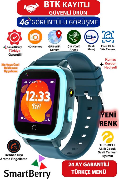 Z40 Görüntülü Görüşme Yüz Tanıma Gps Wıfı Konum Akıllı Çocuk Takip Saati Sim Kartlı - Yeşil